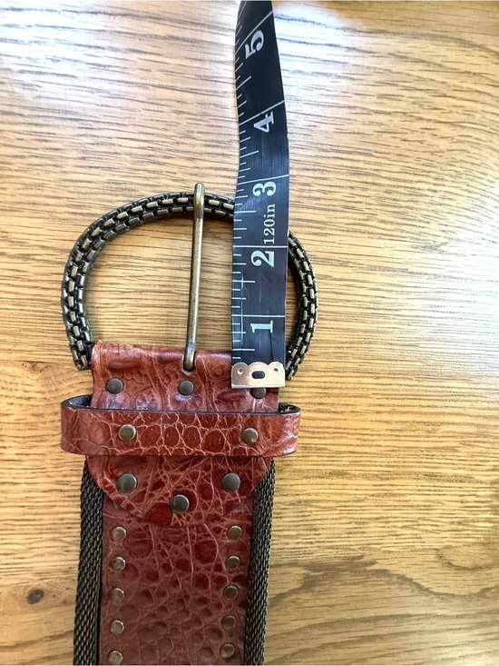 Ganni Brown Croc Embossed Genuine Leather Belt Italy Size 30/38 Western Boho main image 6